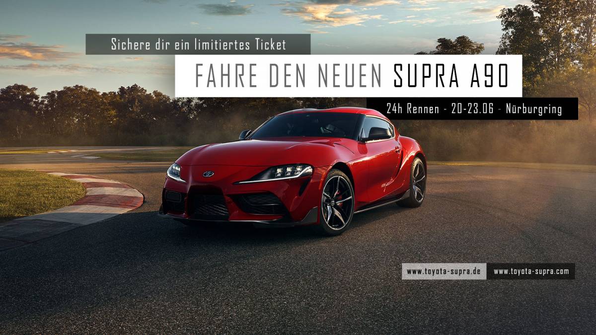 Drive the new Supra A90 exclusively with Toyota and the German Supra Community at the 24h race at the Nürburgring...