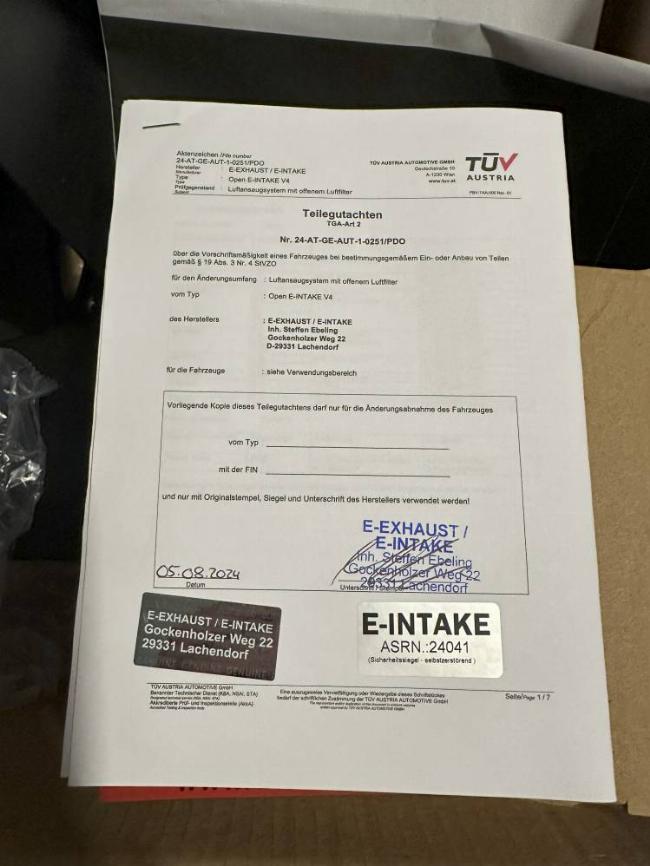 Open E Intake Ansaugung B58