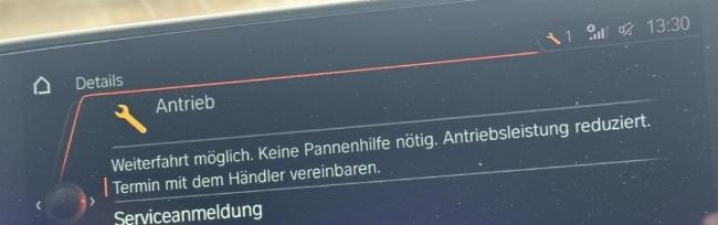 Fehlermeldung Antriebsleistung reduziert. 